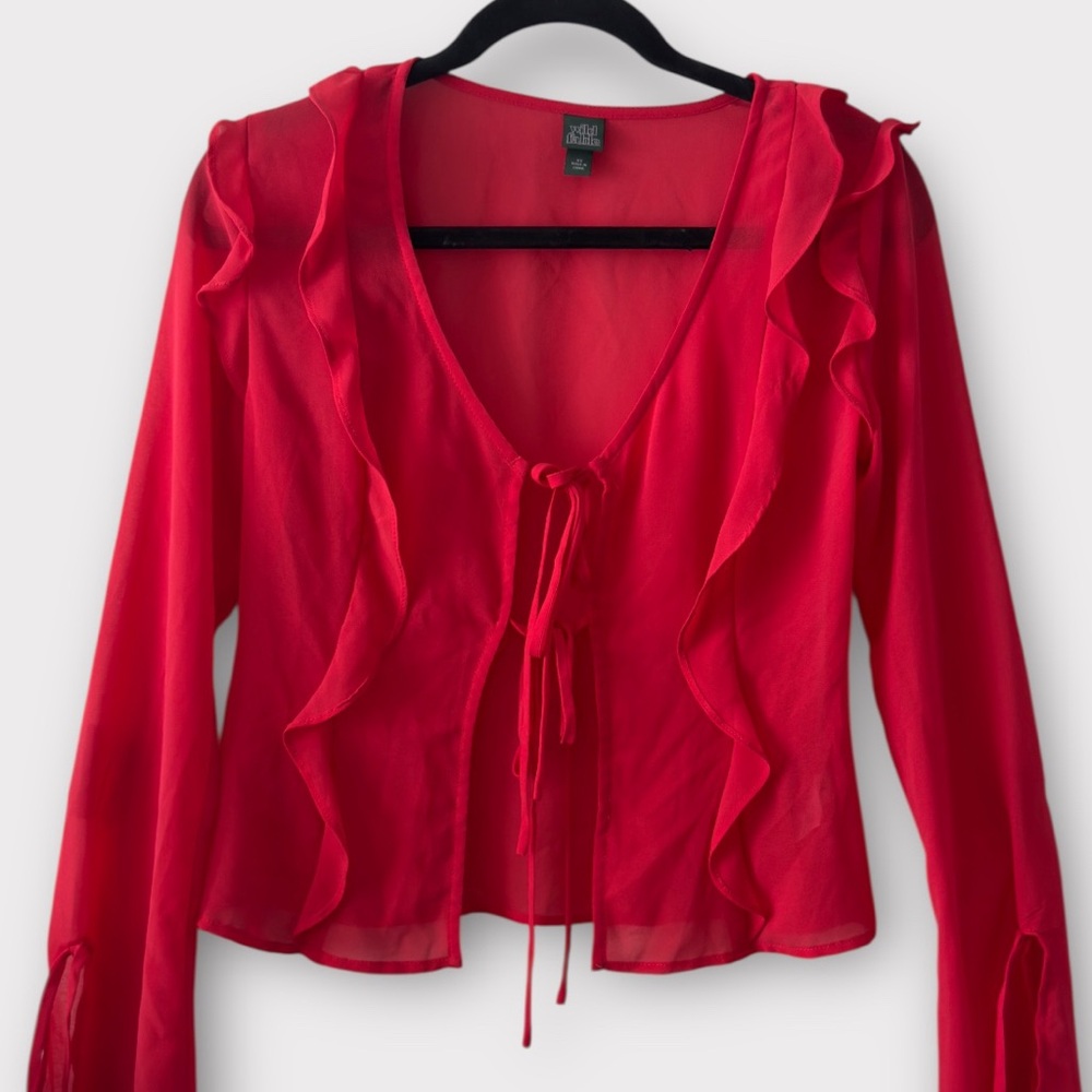 Wild Fable Vibrant Pink Ruffle Blouse
